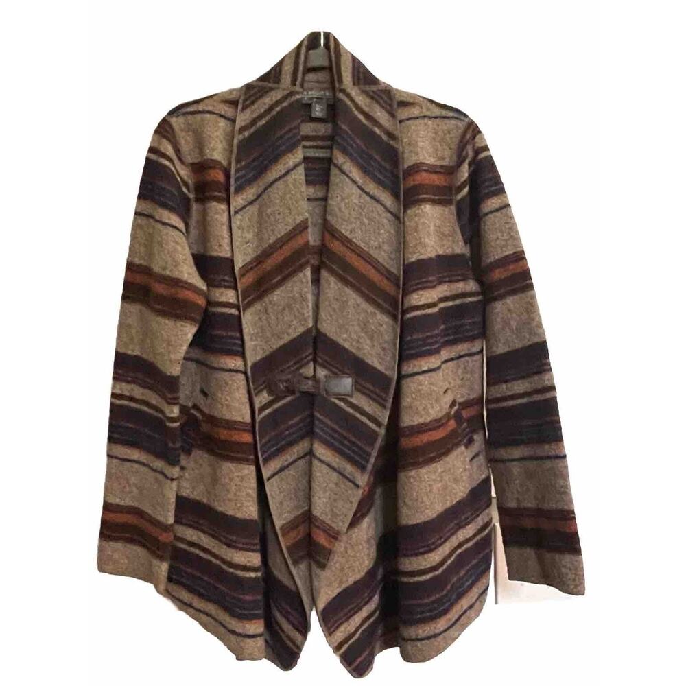 Fenn Wright Manson Wool Jacket Striped Long Sleeve Button Up Womens Large